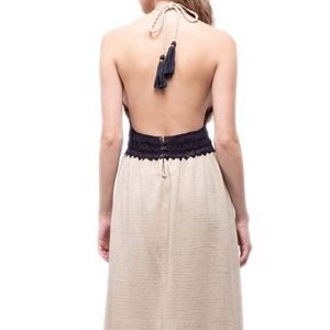 Linen Macrame Halter Dress